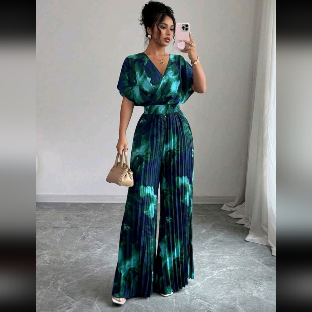 Elegant Green Wide Leg Jumpsuit
